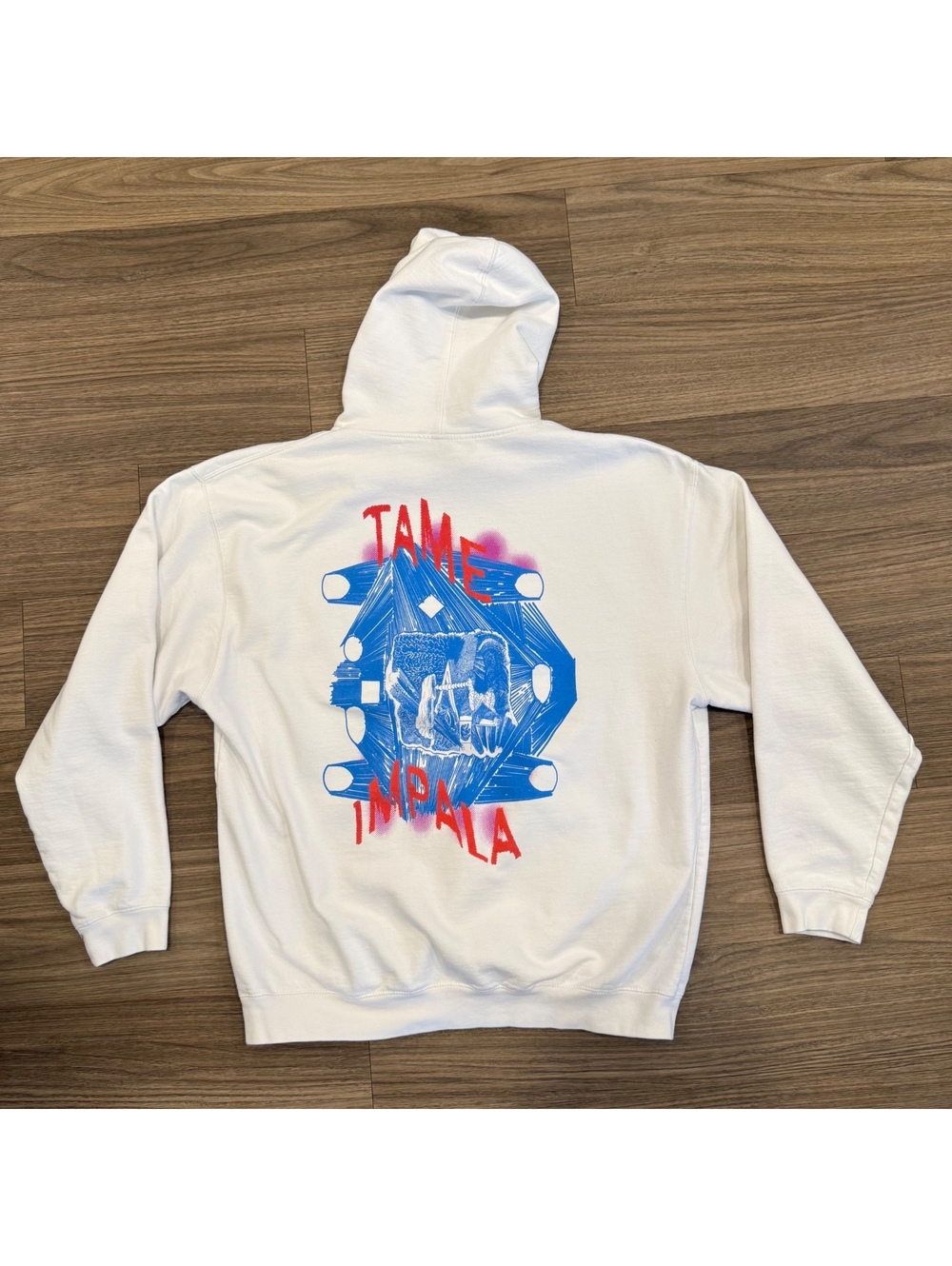 Tame Impala Hoodie Mens XL White Pullover Back Graphic Print Band #4658